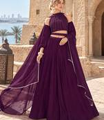 Purple Georgette Semi Stitched Lehenga Choli with Hand Work