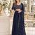 Navy Georgette Semi Stitched Lehenga Choli with Sequence & Thread Work