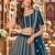 Teal-Blue georgette semi stitched lehenga choli with sequence & thread work