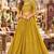 Yellow georgette semi stitched lehenga choli with sequence & thread work
