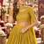 Yellow georgette semi stitched lehenga choli with sequence & thread work