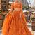 Orange organza semi stitched lehenga choli with sequence & thread work