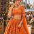 Orange organza semi stitched lehenga choli with sequence & thread work