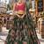Dark-Green organza semi stitched lehenga choli with sequence & thread work