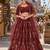 Maroon organza semi stitched lehenga choli with sequence & thread work