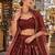 Maroon organza semi stitched lehenga choli with sequence & thread work