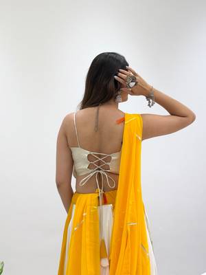 Yellow&White Rayon Readymade Navratri Lehenga Choli with Embroidery & Mirror Work 4