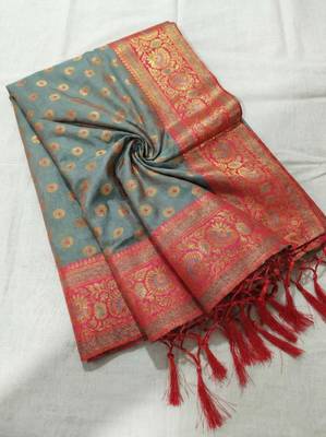 green silk blend saree print veving wear saree 4
