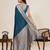 Teal blue zari work satin silk saree with blouse