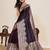Wine zari work satin silk saree with blouse