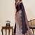 Wine zari work satin silk saree with blouse