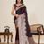 Brown zari work satin silk saree with blouse