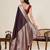 Brown zari work satin silk saree with blouse