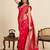 Red zari work jacquard saree with blouse