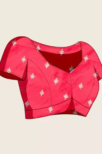 Red zari work jacquard saree with blouse