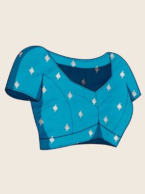 Blue zari work jacquard saree with blouse 5