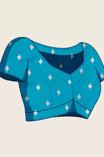 Blue zari work jacquard saree with blouse
