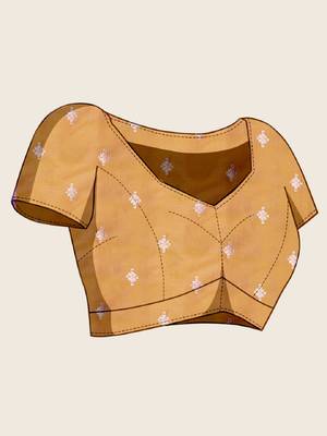 Golden zari work jacquard saree with blouse 5