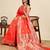 Orange zari work jacquard saree with blouse