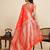 Orange zari work jacquard saree with blouse