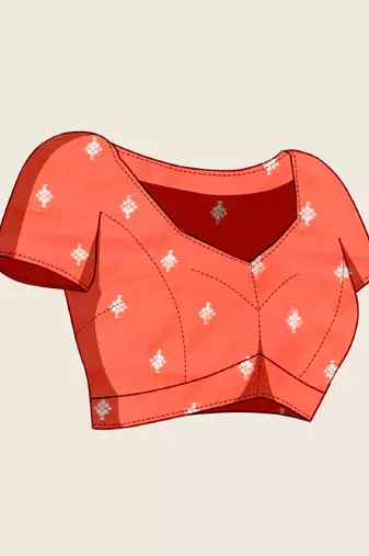Orange zari work jacquard saree with blouse