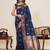 Navy blue zari work jacquard saree with blouse