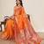 Rust zari work jacquard saree with blouse
