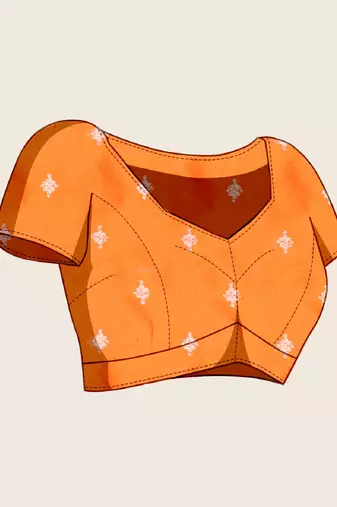 Rust zari work jacquard saree with blouse