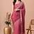Women's pink floral print chiffon saree with unstitched blouse piece