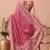 Women's pink floral print chiffon saree with unstitched blouse piece