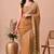 Women's orange floral print chiffon saree with unstitched blouse piece