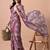 Women's plum floral print chiffon saree with unstitched blouse piece