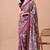 Women's plum floral print chiffon saree with unstitched blouse piece