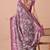 Women's plum floral print chiffon saree with unstitched blouse piece