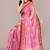 Women's pink batik print chiffon saree with unstitched blouse piece