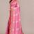 Women's pink batik print chiffon saree with unstitched blouse piece