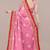 Women's pink batik print chiffon saree with unstitched blouse piece