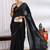 Women's black zari woven silk blend saree with unstitched blouse piece