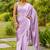 Women's lavender zari woven silk blend saree with unstitched blouse piece