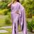 Women's lavender zari woven silk blend saree with unstitched blouse piece