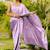 Women's lavender zari woven silk blend saree with unstitched blouse piece