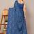 Women's blue floral print chiffon saree with unstitched blouse piece