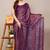 Women's wine floral print chiffon saree with unstitched blouse piece