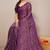 Women's wine floral print chiffon saree with unstitched blouse piece
