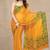 Women's yellow abstrect print  chiffon  saree with unstitched blouse piece
