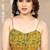 Women's yellow abstrect print  chiffon  saree with unstitched blouse piece