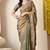 Women's mustard embellished silk blend saree with unstitched blouse piece