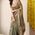 Women's mustard embellished silk blend saree with unstitched blouse piece