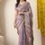 Women's purple embellished silk blend saree with unstitched blouse piece