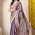 Women's purple embellished silk blend saree with unstitched blouse piece